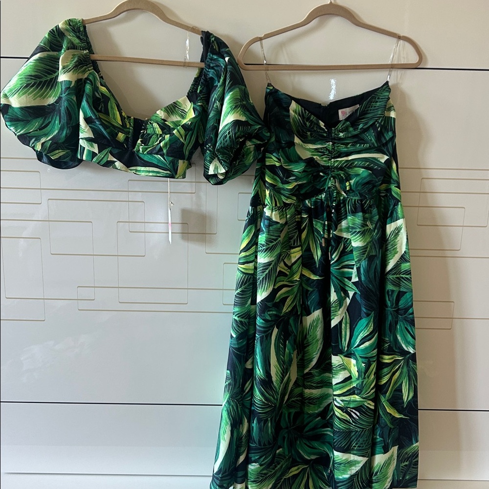 L'ATISTE Green Leaf Print Outfit